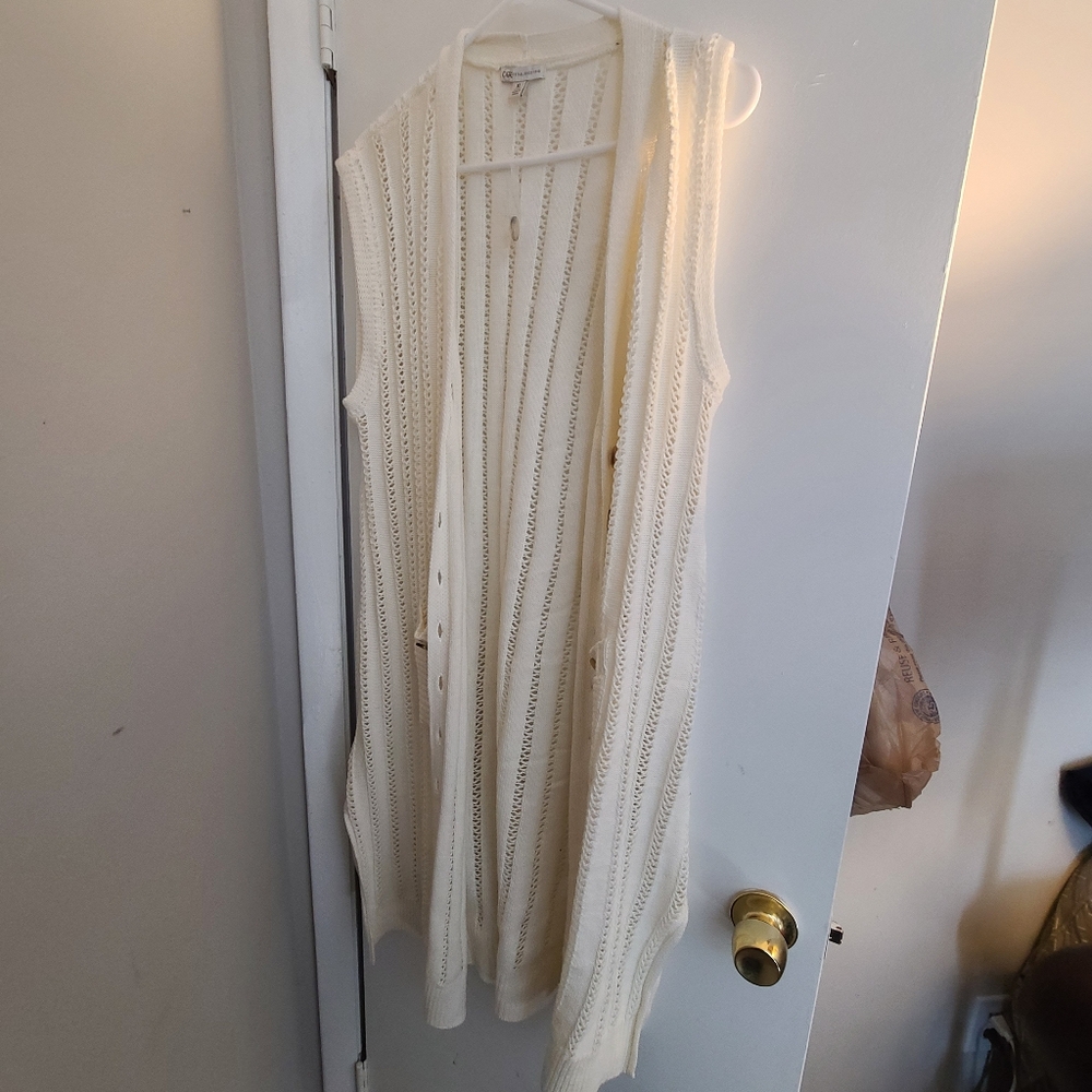 White Sleeveless Knit Top Sweater Cato XL